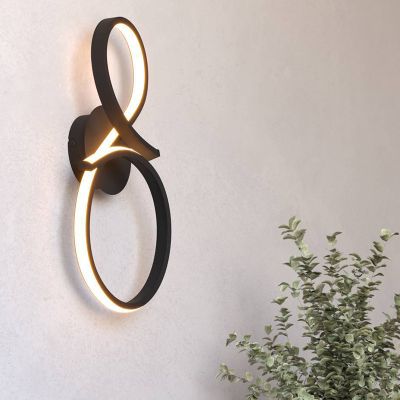 Svart modern vägglampa aluminium, Thekla, 11,4W, 3000K LED