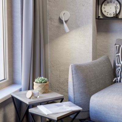 Vit vägglampa plast, Obbe, 3,8W, 3000K LED, med brytare