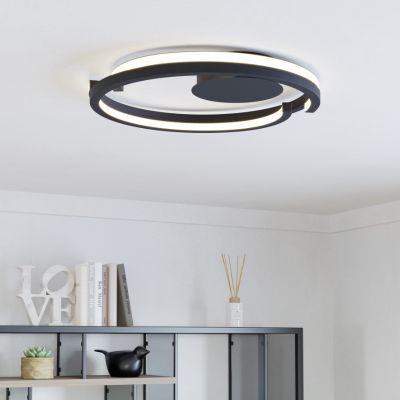 Svart modern plafond plast, Madhvi, 20W, varm till kall vit justerbar LED, met fjärrkontroll