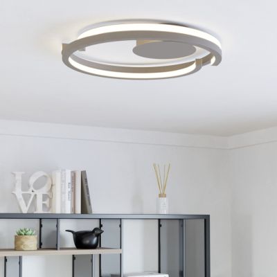 Brun modern plafond plast, Madhvi, 20W, varm till kall vit justerbar LED, met fjärrkontroll