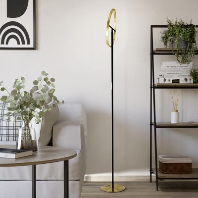 Mässing design golvlampa plast, Corwin, 8,8W, 3000K LED, med beröringsdimmer