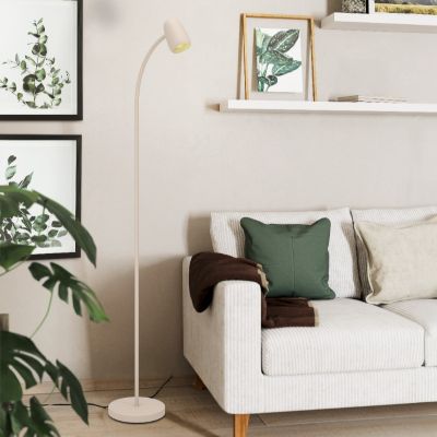 Brun modern golvlampa stål, Sahila, med brytare