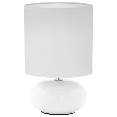 Vit bordslampa tyg, Matthew, med brytare