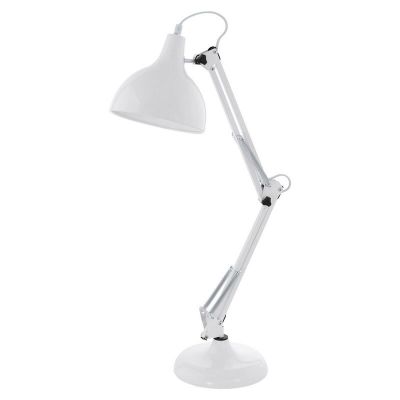 Vit industri skrivbordslampa metall, Josha, med brytare