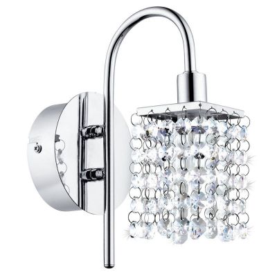 Krom design vägglampa kristall, Almedina, IP44
