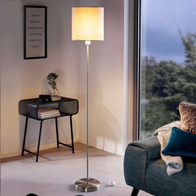 Taupe modern golvlampa tyg, Abano, med brytare
