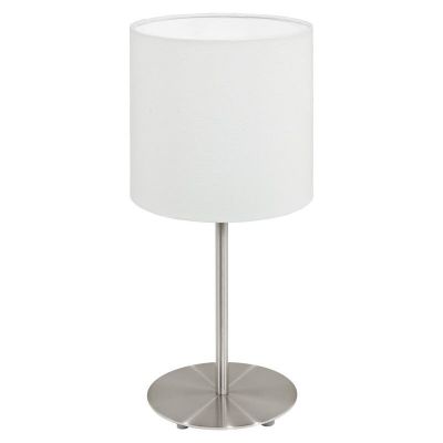 Vit modern bordslampa tyg, Abano, med brytare