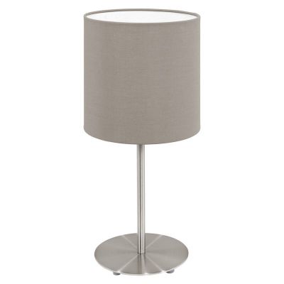Taupe modern bordslampa tyg, Abano, med brytare