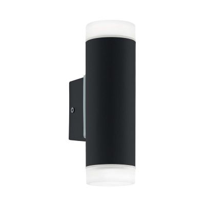 Svart modern up down vägglampa plast, Marlies, IP44