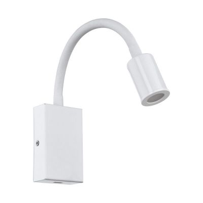 Vit modern vägglampa plast, Cafer, 4W, 3000K LED, med brytare