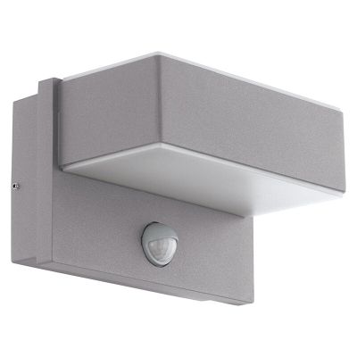 Silver modern utomhus vägglampa med rörelsesensor metall, Jason, IP44