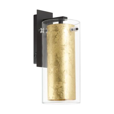 Svart modern vägglampa stål, Barceno, med brytare