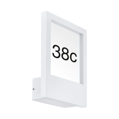 Vit modern husnummer lampa aluminium, Jovan, IP44