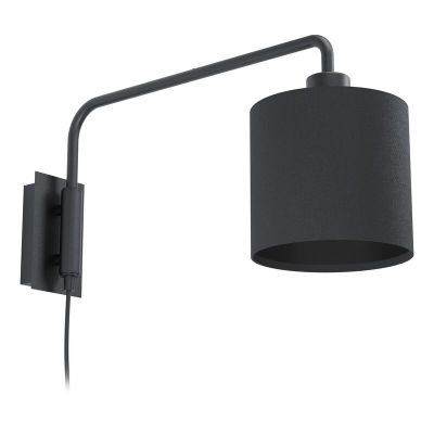 Svart modern vägglampa stål, Vanita, med brytare