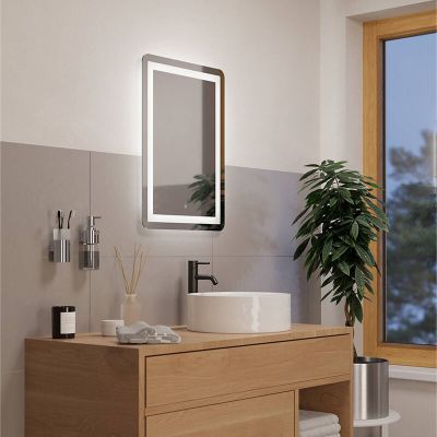 Grå modern speglar med belysning glas, Bibi, 15,7W, varm till kall vit justerbar LED, IP44, med brytare