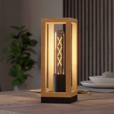 Trä bordslampa brun, Jasmina, med brytare