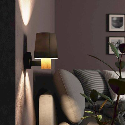 Taupe rustik vägglampa tyg, Teodora