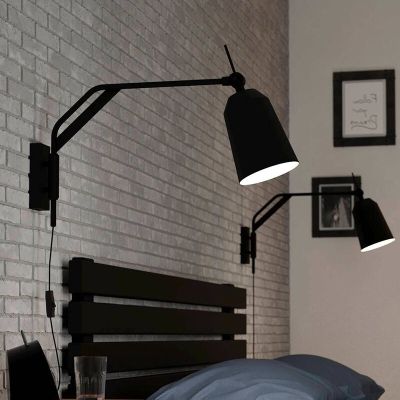 Svart industri vägglampa aluminium, Jelco, med brytare