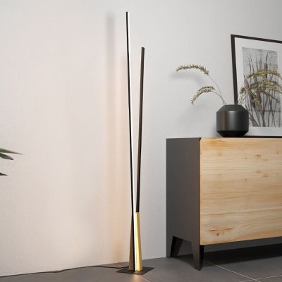 Svart modern golvlampa aluminium, Leintje, 12,8W, 3000K LED, med brytare