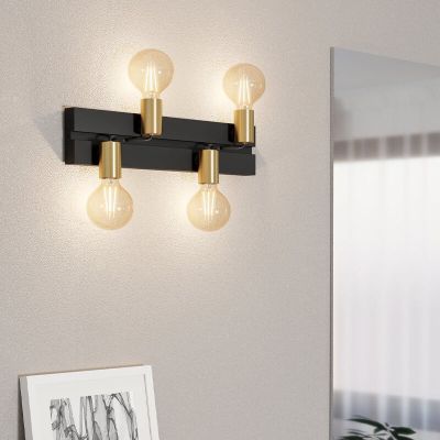 Svart vägglampa aluminium, Jelka