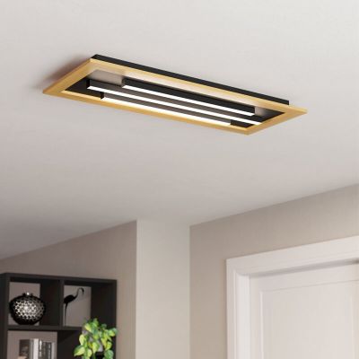 Trä design plafond aluminium, Kyllian, 9W, varm till kall vit justerbar LED, 3 stegs dimmer