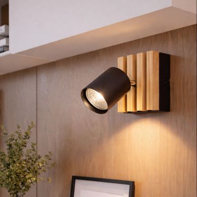 Svart design väggspotlight plast, Cembrano