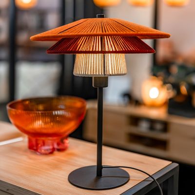 Flerfärgad rustik bordslampa tyg, Pignona, med brytare