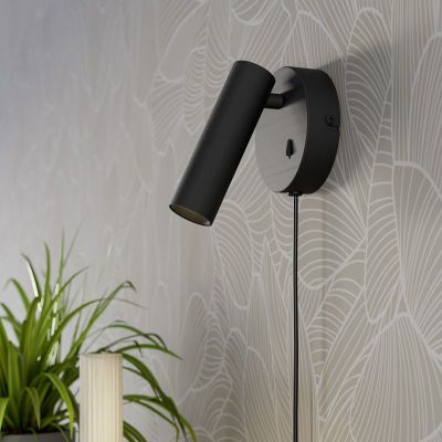 Svart modern väggspotlight stål, Valproto, 5W, white switch LED, med brytare