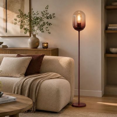 Orange modern golvlampa glas, Lequile, med brytare