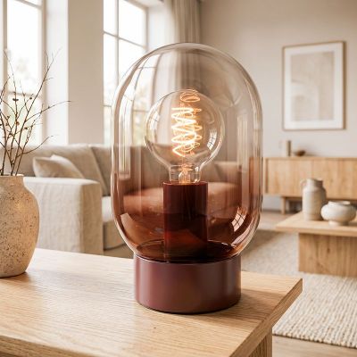 Orange modern bordslampa glas, Lequile, med brytare