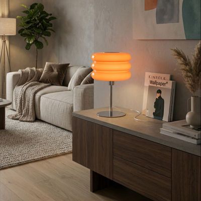 Orange retro bordslampa glas, Tortora, med brytare