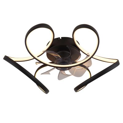 Svart design takfläkt plast, Joske, 40W, varm till kall vit justerbar LED, met fjärrkontroll