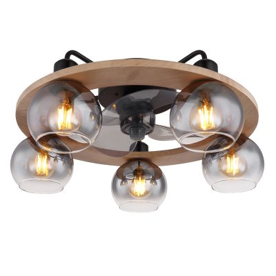 Rustik takfläkt trä, Jouke, met fjärrkontroll