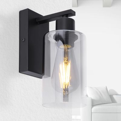 Svart modern vägglampa glas, Mariya