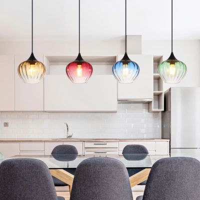 Flerfärgad design pendellampa matbord glas, Herm