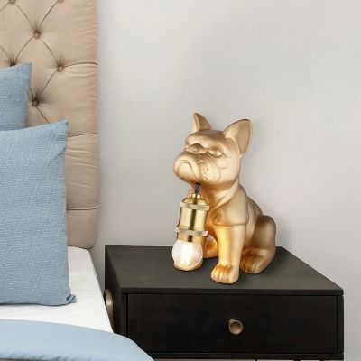 Keramik bordslampa guld, Dogan, med brytare