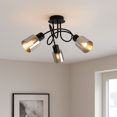 Design taklampa svart, Crystal