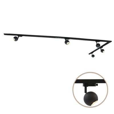 3M 1 fas skensystem svart med L-koppling + 5 Alco spotlights