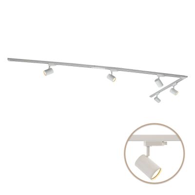 3M 1 fas skensystem vit med L-koppling + 5 Elena spotlights