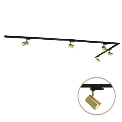 3M 1 fas skensystem mässing med L-koppling + 5 Elena spotlights