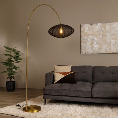 Svart golvlampa modern, Corina, med brytare