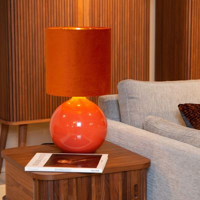 Orange bordslampa retro, Esterad, med brytare