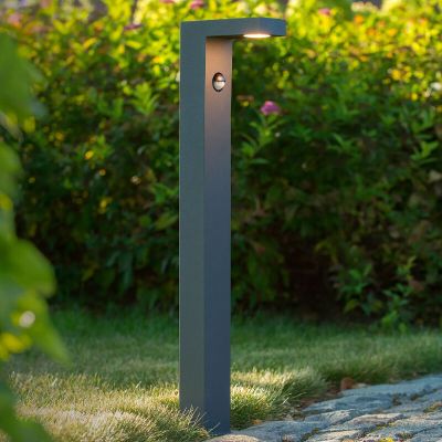 Antracit golvlampa utomhus med rörelsesensor modern, Texas, 6W, 3000K LED, IP54