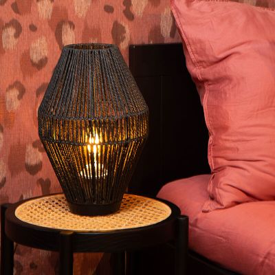 Svart bordslampa rustik, Cordulle, med brytare