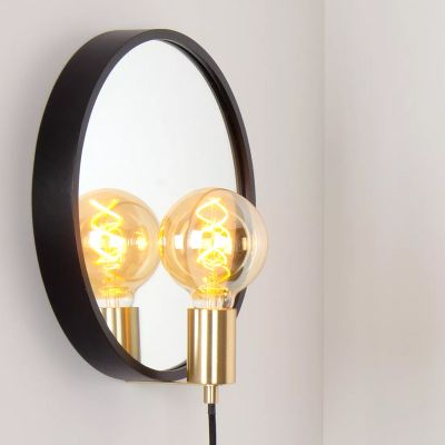 Svart spegelbelysning rustik, Reflex, med brytare