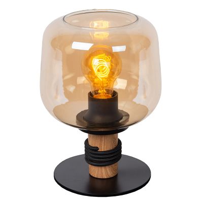 Bärnstensfärgad bordslampa retro, Ilona, med brytare