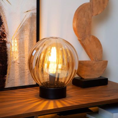 Bärnstensfärgad bordslampa retro, Monsaraz, med brytare