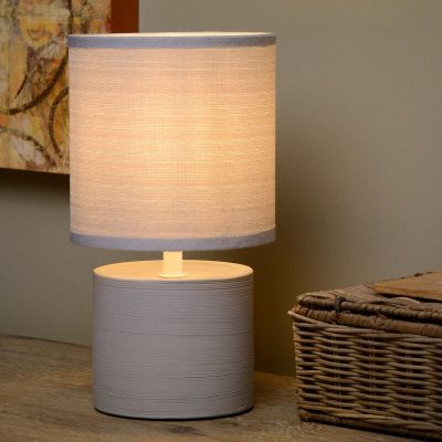 Keramik bordslampa grå, Greasby, med brytare