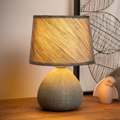 Keramik bordslampa grå, Ramzi, med brytare