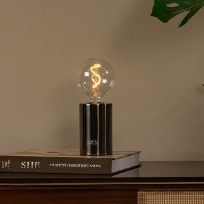 Grå uppladdningsbar bordslampa modern, Vivo, med beröringsdimmer